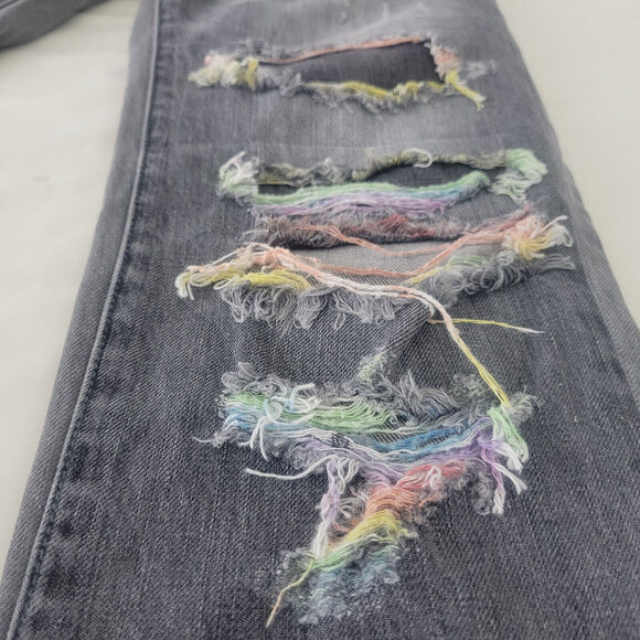 Paper Denim & Cloth Jeans Womens 24 646 Straight‎ Destroyed Black W26 x L25.5 - Picture 13 of 16